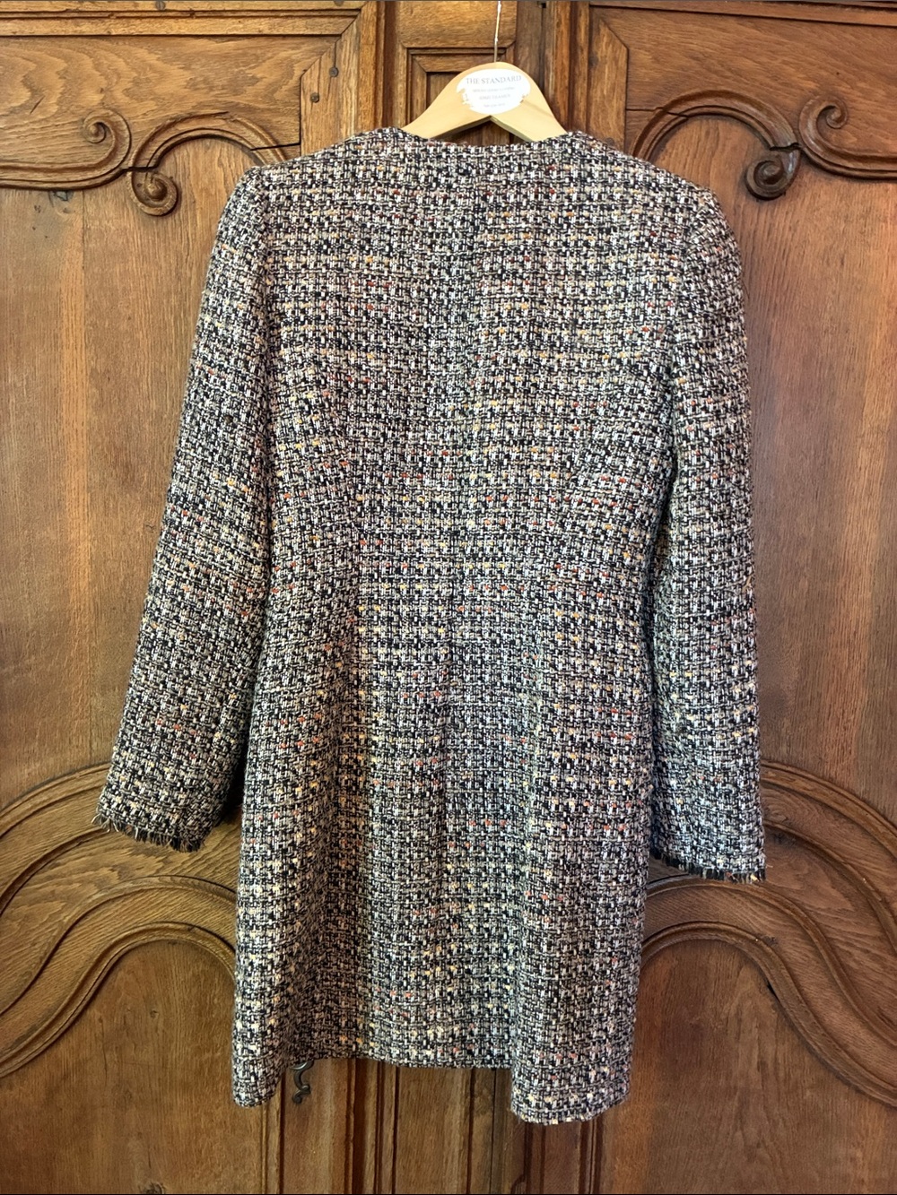 Gianni Bini Tweed Longline Blazer Jacket - Sophisticated Multi-Color Textured - Picture 7 of 11